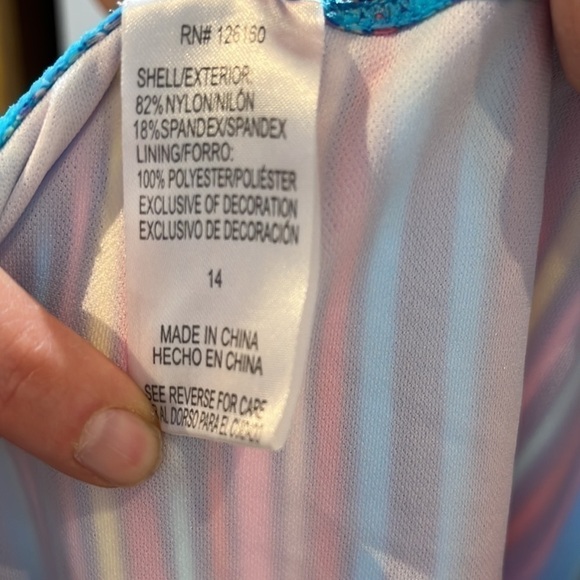 Betsey Johnson Girls One Piece Striped Bathing Suit with Pom Poms size 14 - Picture 11 of 13